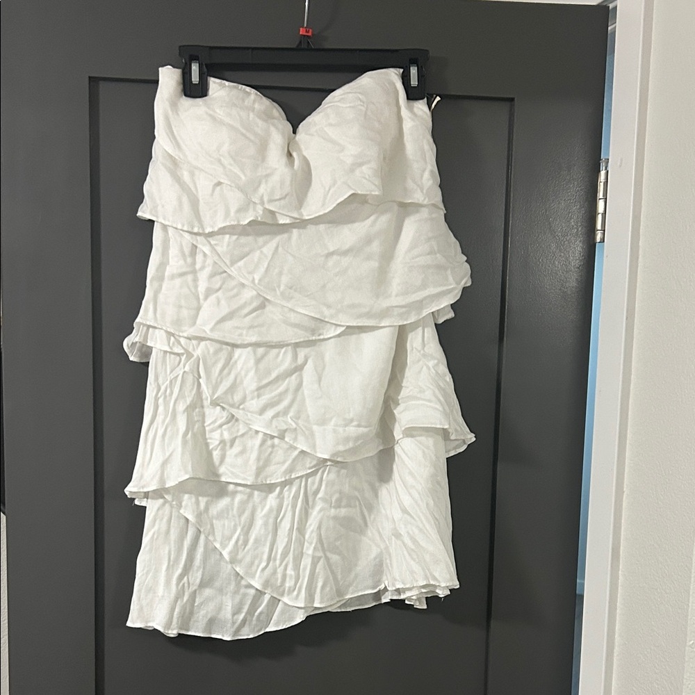 White Layered Strapless Dress